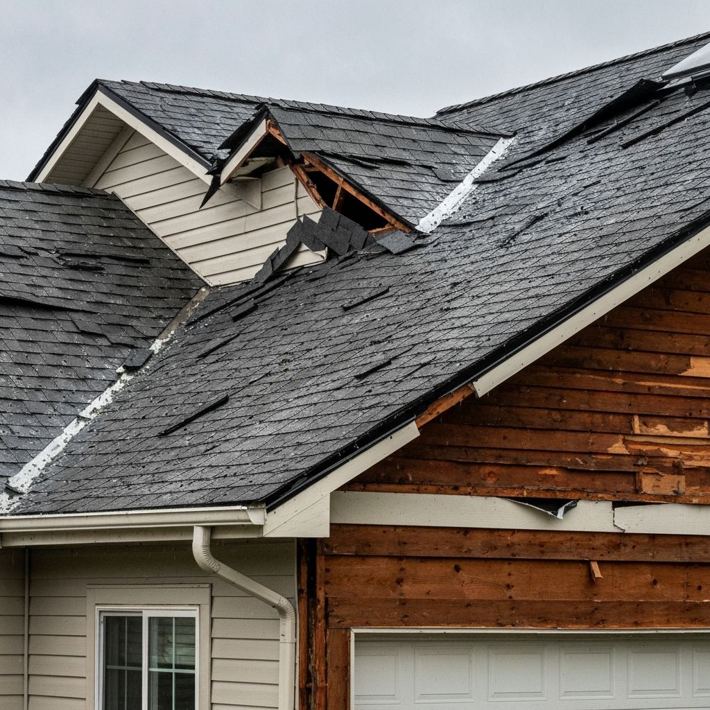 Storm Damage Roof Repair - Before